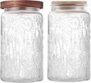 Glass Storage Jars With Airtight Lid, Canister For Kitchen Counter with Lid, brown sugar, candy, coffee, cookie, salt, tea, cute Jar