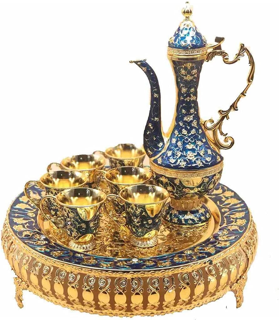 The Wine Set Liquor Tray Department Upscale Metal Pattern Jug Wine Set Whiskey Glass Sake Set(D)