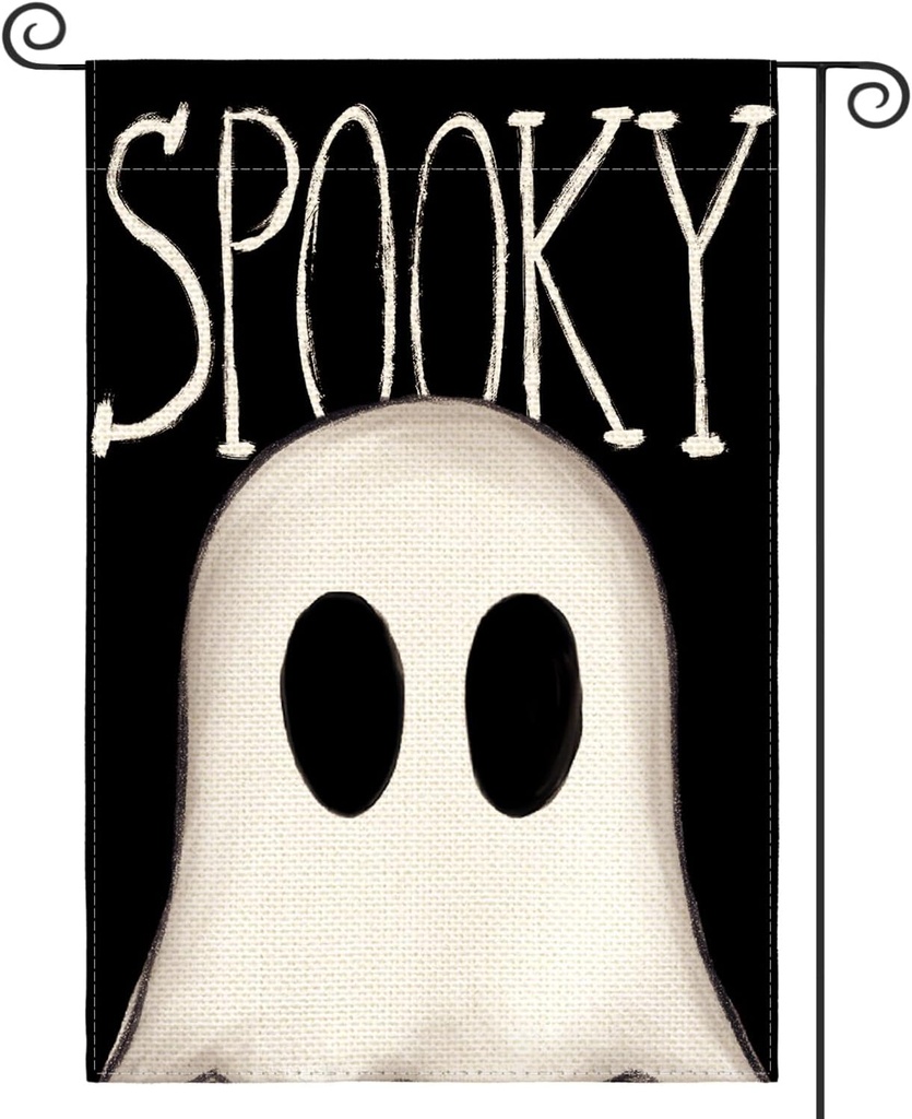 AVOIN colorlife Halloween Ghost Garden Flag 12x18 Inch Double Sided Outside, Spooky Yard Outdoor Decorative Flag