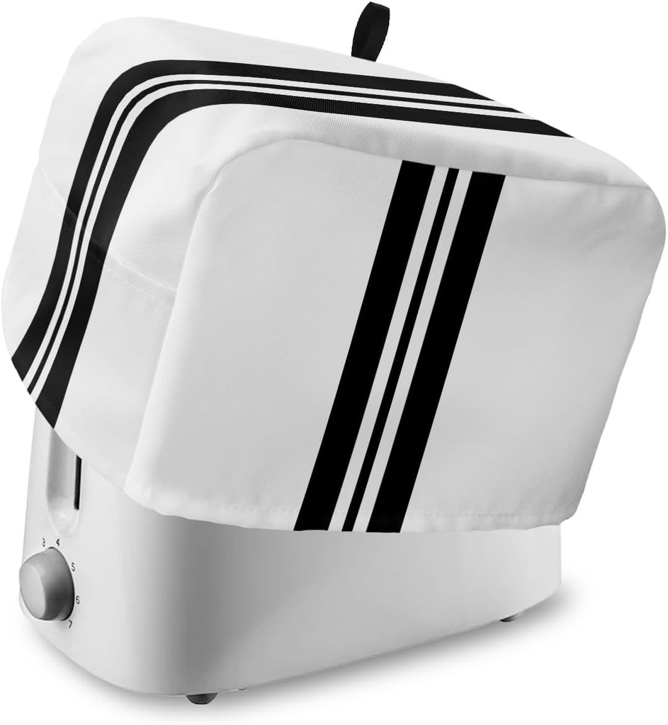 Toaster Cover with Pockets Black Stripe Bread 4 Slice Toaster Oven Covers for Kitchen, Simple Line Dustproof Cover for Small Appliance Cover and Fingerprint Protection, Bread Machine Cover
