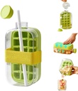 Ice Cube Bottle, 2 in 1 Ice Maker Cup, Touch-Free Ice Cube Water Bottle with Straw, Easy Press to Release Ice Cube Tray, Cool Summer Ice Bottle Cup for Freezer,Coffee,Juice,Beverages (Green, 800 ML)