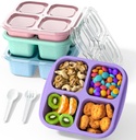 Bento Snack Containers(4 Pack), 4-Compartment Meal Prep Containers Reusable, Snackle Box Container for Kids and Adults,Divided Lunchable Container Food Storage Containers for School, Work, Travel