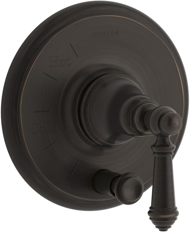 KOHLER K-T72768-4-2BZ Artifacts Rite-Temp Pressure-Balancing Valve Trim with Push-Button Diverter and Lever Handle, Oil-Rubbed Bronze