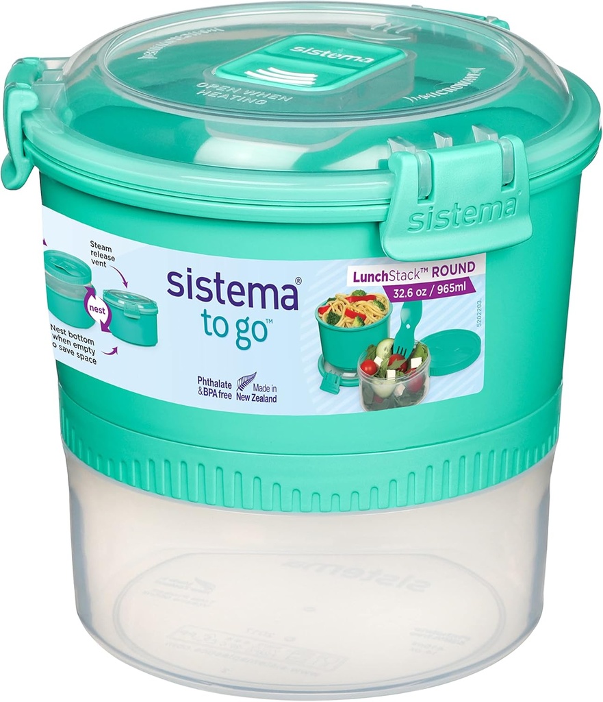 Sistema 965ml Lunch Stack to Go, Polypropylene, Assorted Colours, 965 ml
