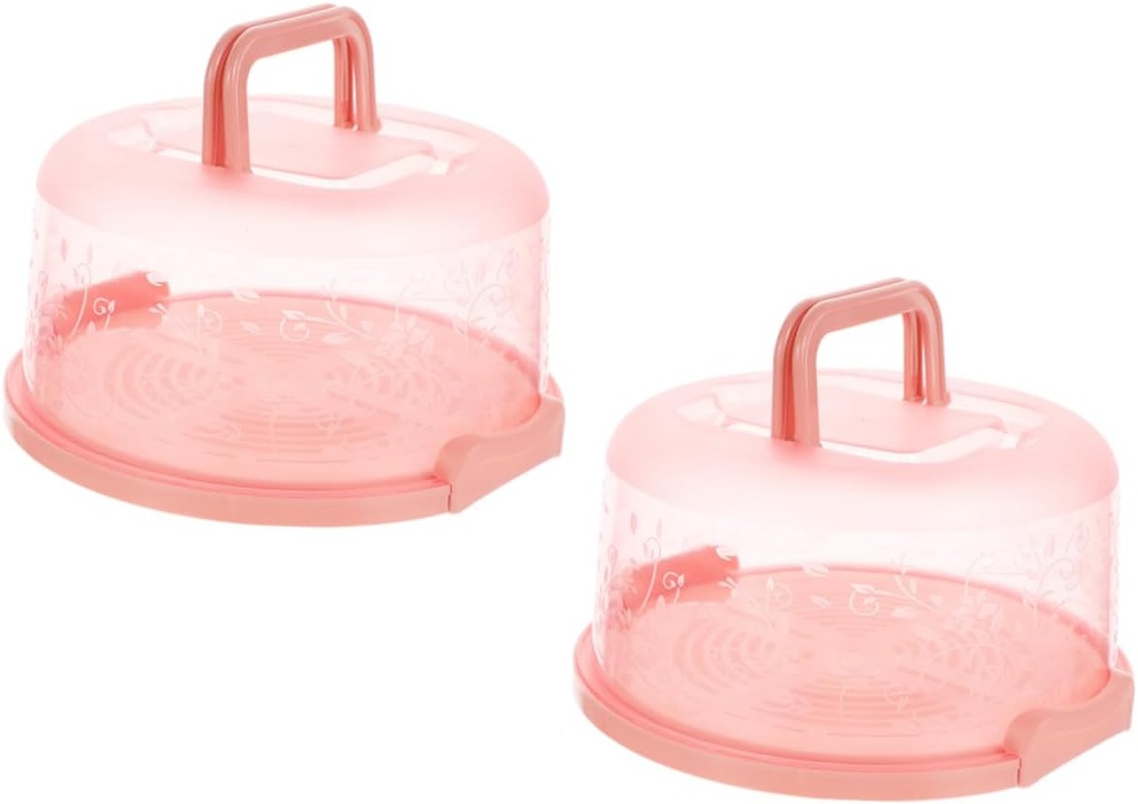 Round Cake Storage Box Lid Portable Cake Carrier Handle Pp Material Leakproof for Travel Dessert Box