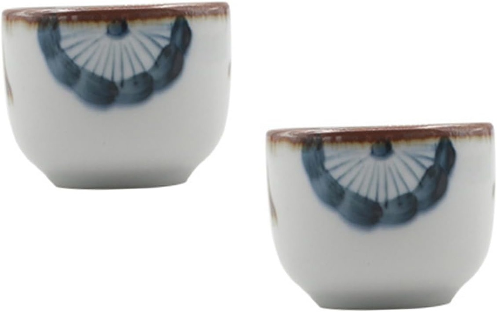 2pcs Traditional Japanese Decorations Hand Painted Flower Tea Cup Sake Cup