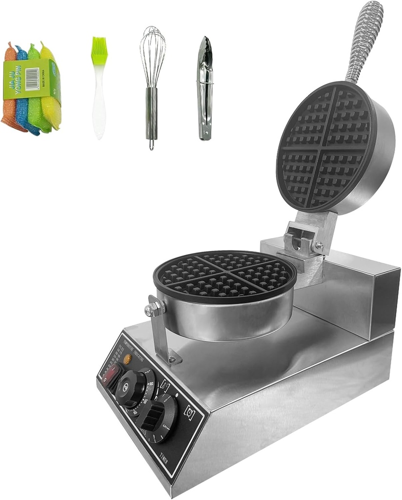 Commercial Waffle Maker Machine,Stainless Steel Electric Waffle Maker with None-Stick Coating and Single Head for Home and Commercial Use,1200W