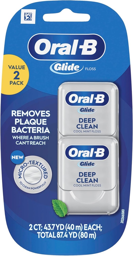 Oral-B Glide Deep Clean Cool Mint Dental Floss, Value 2 Pack (40m Each)