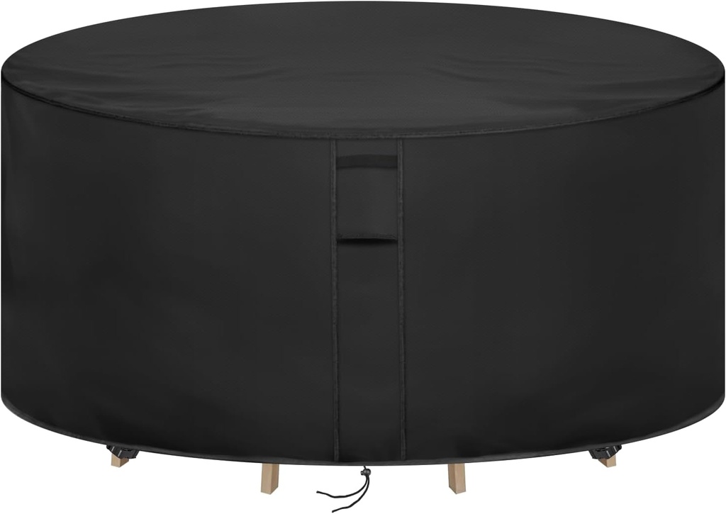 Round Patio Furniture Covers Waterproof, 70 Inch Outdoor High Round Table Cover, Tall Bar Height Outside Table and Chairs Set Covers for Winter, Rainproof Fadeproof - 70" Dia x 36" H