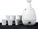 Sake Set Tea Pots, Japanese Sake Set, 9 Piece Traditional Sake Serving Set with Warmer Pot, Classic White, for Cold/Warm/Hot Sake/Shochu/Tea
