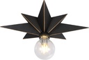 16 inch Flush Mount Ceiling Light, Industrial Black Metal Star Ceiling Lights, Vintage Entryway Light Fixtures, Farmhouse Star Lighting for Hallway, Porch, Study, Bedroom, Stair, Kitchen, Bathroom
