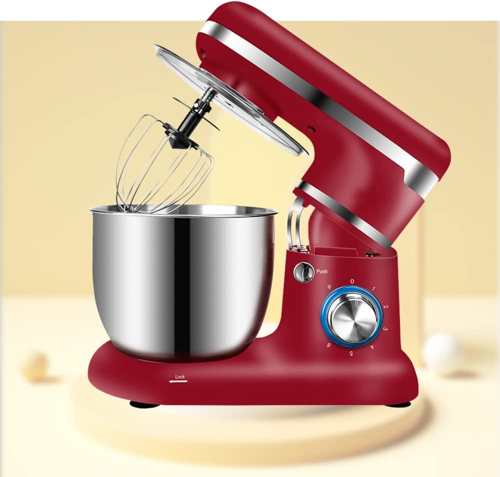 Stand Mixer Stand Mixer 1200W 5-Qt. Kitchen Mixer 6 Speeds with Dough Hook, Flat Beater, for Most Home Cooks,red