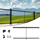 Muzata 6'6" Aluminum Handrail Kit Black Cable Railing System Work with Wood Metal Aluminum Post Premium Deck Railing Deck Stairs, HK42 BNP