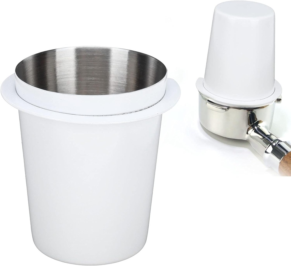 flexman Stainless Steel Espresso Dosing Cup, 58MM, Convenience Clean, Espresso Coffee Accessory Suitable for Milk Tea Shops, Home, Coffee Shops. (White)