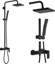 gotonovo Matte Black Exposed Shower Fixture Faucet Set Triple Function 8 Inch Rainfall Showerhead and Tub Spout Shower System Combo Unit, Small Curved Metal Handheld