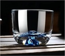 Kanayama Gui Cup Set of 2 - Handmade Blown Glass Japanese Sake Cup, 3.4 fl oz (100 ml) - Luxury Crystal Glass Gift With Paulownia Box (Jewel Blue)