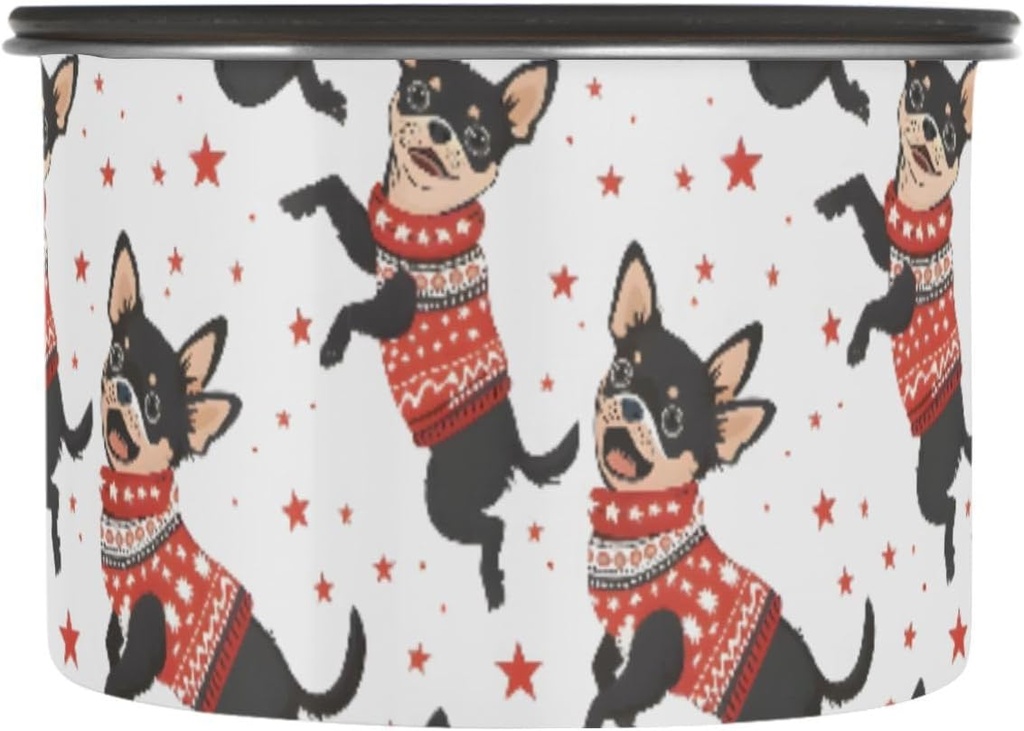 ALAZA Cute Dog Puppy Chihuahua Airtight Coffee Bean Canister 17oz Food Storage Containers with Lids For Gournd, Tea, Sugar, Flour, Rice, Cereal, Candy Cookie Jar