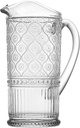 Godinger Claro Water Pitcher, 33 oz - Glass Jug with Handle with Vintage Embossed Texture, Non Leaded Crystal - Pitcher for Iced Tea, Water, Lemonade, Cocktails, Milk, Juice