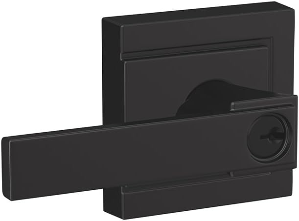 SCHLAGE F51A NBK 622 ULD Northbrook Lever with Upland Trim Keyed Entry Lock, Matte Black