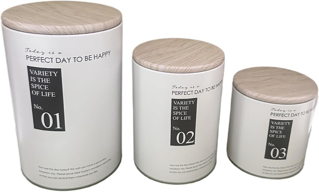 Cookie Jar | Tinplate Sugar Jars With Lids Creative White 3X,Home Food Organization Container, Kitchen Counter Storage Set For Tea, Biscuits