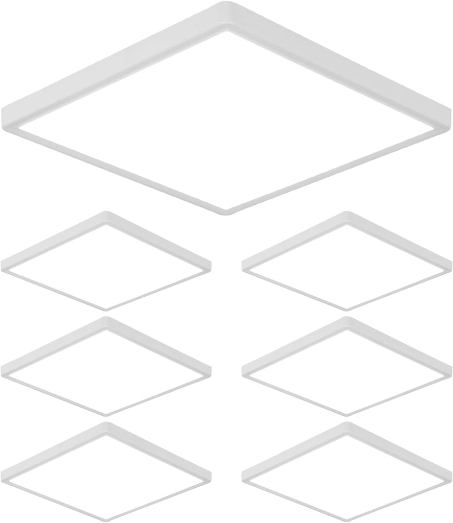 DELIPOP 6 Pack Flush Mount Ceiling Light, 12 Inch 24W Ultra Thin Square LED Ceiling Light, 6500K Cool White Low Profile Light Fixture for Living Room Bedroom Bathroom Kitchen Dining Room Corridor