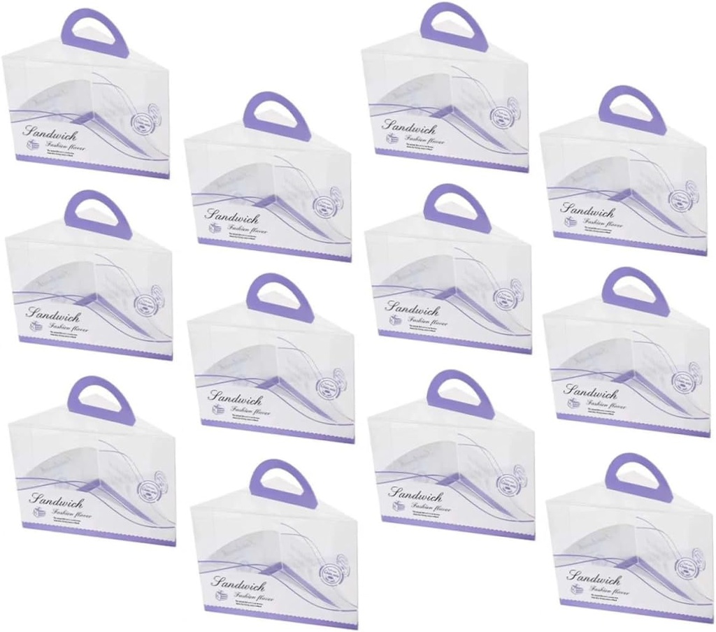 PRETYZOOM 12pcs Portable Triangle Cake Boxes with Handle Reusable Dessert Carriers for Birthday Shower Party Food Storage