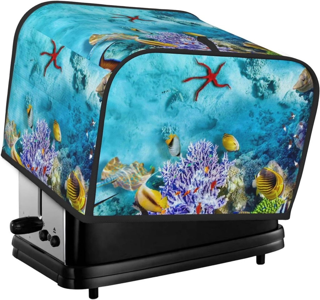 Oven Cover Kitchen Bread Machine Protector,4 Slice Toaster Cover For Home,Fingerprint Coaster Cover,Kitchen Small Appliance,Corals And Tropical Fish