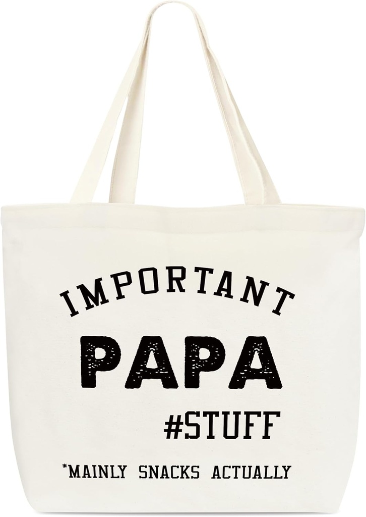 Canvas Tote Bag, Important Papa Stuff Tote Bag, Appreciation Gift, Funny Tote Bag, Library Tote, Reusable Grocery Shopping Bag, Library Shoulder Bag For Man Papa Daddy Father Friends C(08)