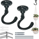 Heavy-Duty Ceiling Hooks 25–30 lbs Capacity with Hardware Kit – for Wood, Cement & Drywall Installation (2 Sets Black)