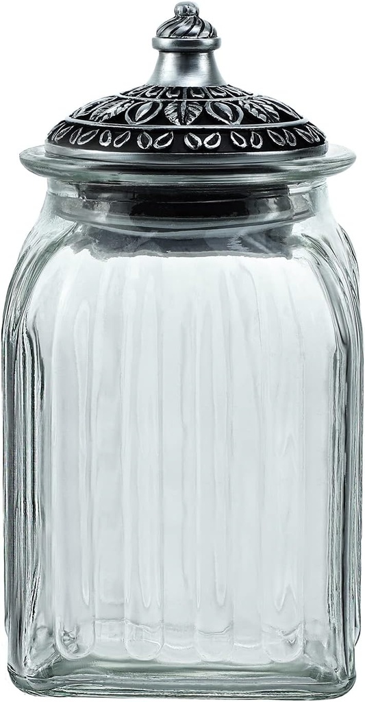 SOCOSY Vintage Transparent Glass Candy Jar with Lid Food Jar Nut Jar Jewelry Box Wedding Candy Buffet Jars Kitchen Storage Containers-30 oz