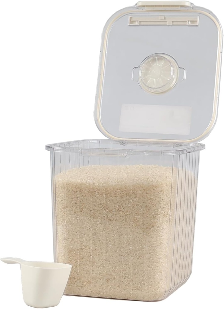 22 Lbs Clear Airtight Rice Food Storage Container, 1 Pack Grain Containers with Lids