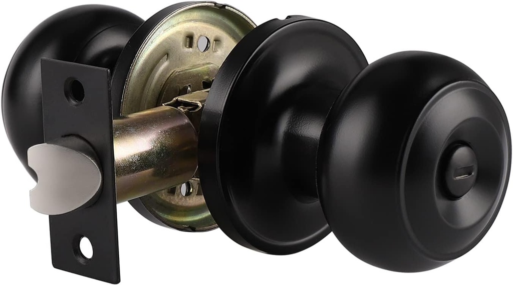 Probrico 2 Pack Privacy Door Knobs for Bed/Bath, Black Interior Keyless Round Door Handles Door Locks Non Locking, Colonial Doorknobs