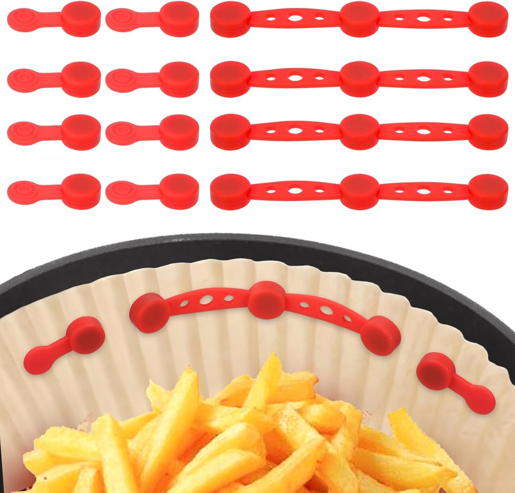 Air Fryer Magnet Silicone Buckle Laelr 12 PCS Magnetic Silicone Buckle for Holding Down Air Fryer Parchment Paper Silicone Air Fryer Liner Fixing Buckle Prevent Paper to Burn Air Fryer Accessories
