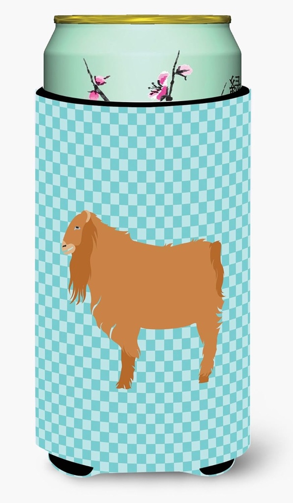 Caroline's Treasures BB8059TBC American Lamancha Goat Blue Check Tall Boy Hugger Can Cooler Sleeve Hugger Machine Washable Drink Sleeve Hugger Collapsible Insulator Beverage Insulated Holder