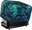 Blue Fish Scale Pattern 2 Slice Toaster Covers Bread Machine Cover Quilted Dustproof Fingerprint Protectors Small Washable Appliance Cover Bread Maker Dust Protection Universal Size