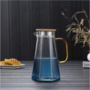 Iced Tea Pitcher Blue Glass Pitcher With Lid and Handle Easy Clean Heat Resistant Borosilicate Glass Teapot for Juice, Milk, Cold or Hot Beverages Cold Water Jug (Capacity : 1.1L)