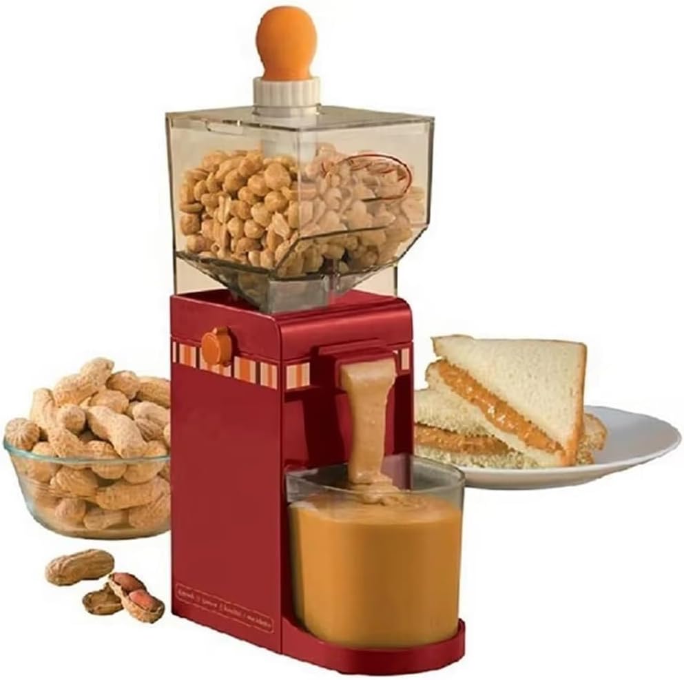 Peanut Butter Maker, Electric Grinding Mechanism, 500ml Large Volume Almonds Peanut Butter Food Processor with Non-Slip Base Hourglass Inlet