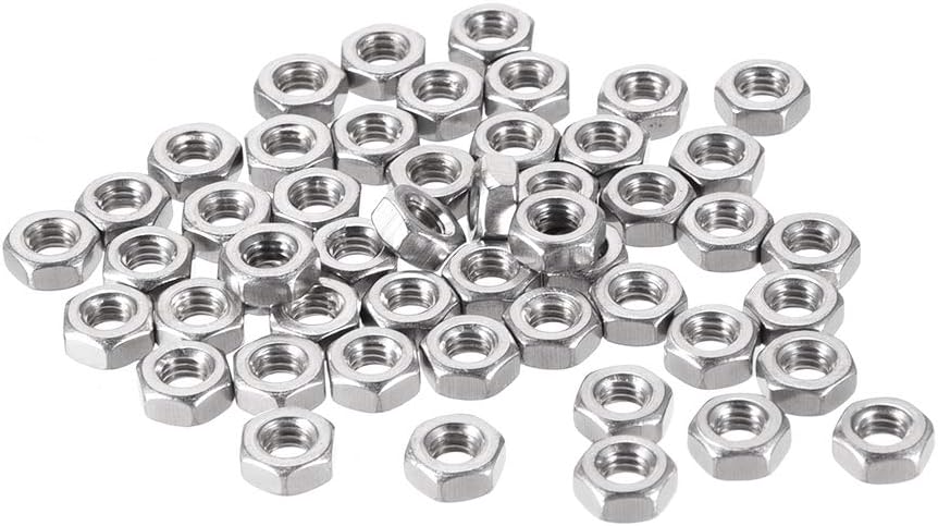 uxcell Hex Nuts, M4x0.7mm Metric Coarse Thread Hexagon Nut, Stainless Steel 304, Pack of 50