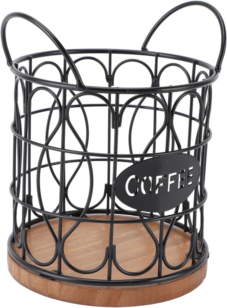 Coffee Pod Holder, Round Iron Wire Storage Basket for Espresso Capsules, Large Capacity Coffee Capsule Holder for Countertop, Kitchen Organizer, Mug and K Cup Accessories (Black)