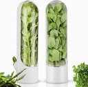 Herb Saver for Refrigerator, Herb Saver Pod Cilantro Containers for Refrigerator, Fresh Herb Keeper for Cilantro, Parsley, Asparagus, Mint, Keeps Vegetables for 2-3 Weeks (2PCS)