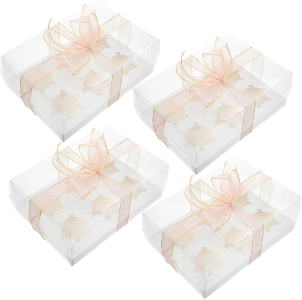 Cabilock 4pcs Cupcake Boxes Inserts Bakery Boxes Single Cupcake Containers Lids Bulk Cake Packaging Muffin Donut Carrier