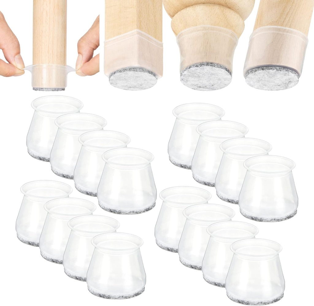 Aneaseit Silicone Chair Leg Floor Protectors, Felt Furniture Pads for Hardwood Floors, Rubber Chair Leg Protectors, Covers for Wooden Floors or Tile (16pcs, Clear)