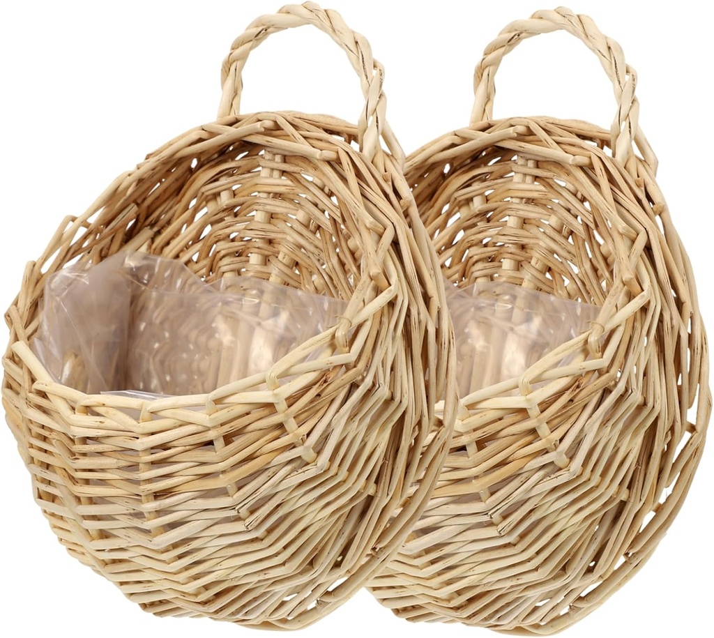 Luxshiny 2pcs Woven Hanging Basket Wall Decoration Lightweight Rattan Planters for Indoor Plants Kitchen Bedroom Living Balcony Natural Decorative Organizer
