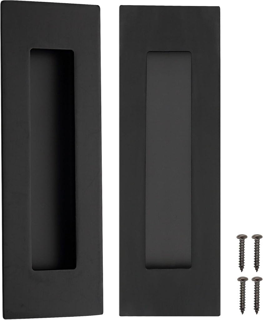 Cozy Tower 6 Inch Recessed Finger Pulls for Pocket and Sliding Doors, Closet Pulls and Handles - Matte Black Stainless Steel (2 Pack)