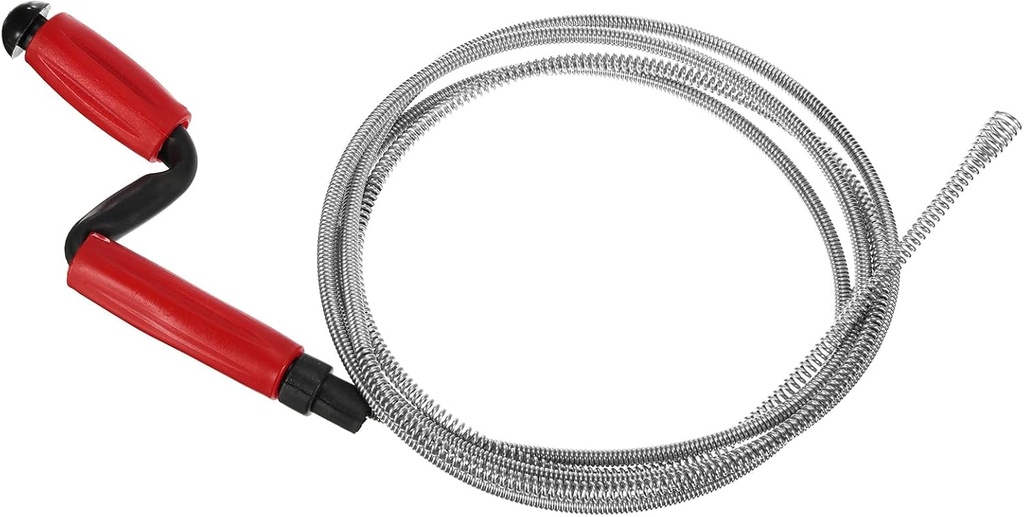 HARFINGTON Drain Augers 10 Ft Carbon Steel Flexible Plumbing Auger Hair Drain Cleaner Tool Toilet Auger Clog Remover Tool for Kitchen Bathroom Shower Sink Toilet Bathtub, Red