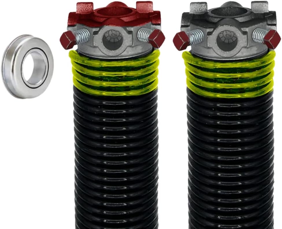 Garage Door Torsion Springs (207 x 1.75 x 26) | 1" ID Steel Bearing | Left and Right Hand Wound Replacement (Pair)