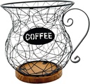 Coffee Pod Holder Organizer Mug Shaped Basket Coffee Capsule Holder for Countertop Kitchen Counter Desktop Bar Accessories, Black