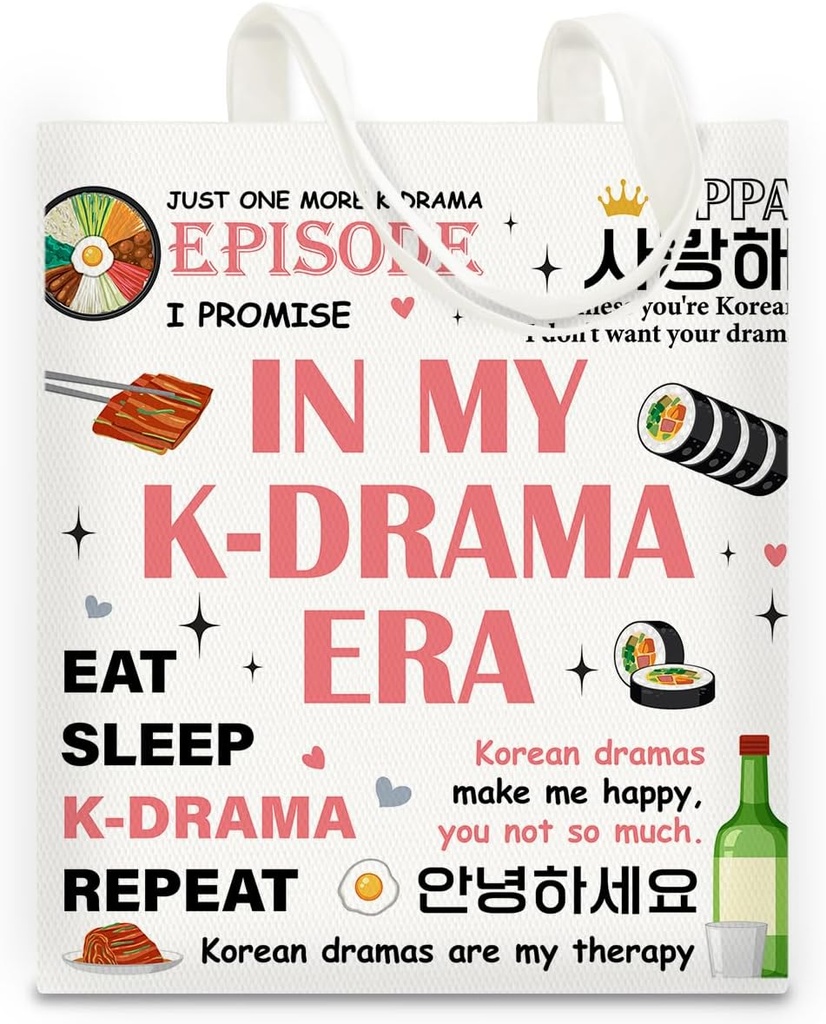 K-Pop Gift Tote Bag for Kpop Music Lover Korean Drama Canvas Tote Bag Gift for K-Pop Lover, Double-Sided Print Bags
