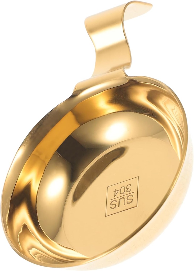 Stainless Steel Chopstick Holder Bowl Dipping Holders Plate Condiment Tray Snack Dish Sauce Dish Small Sauce Dish with Chopstick Holder Metal Saucer Spoon Holder Golden