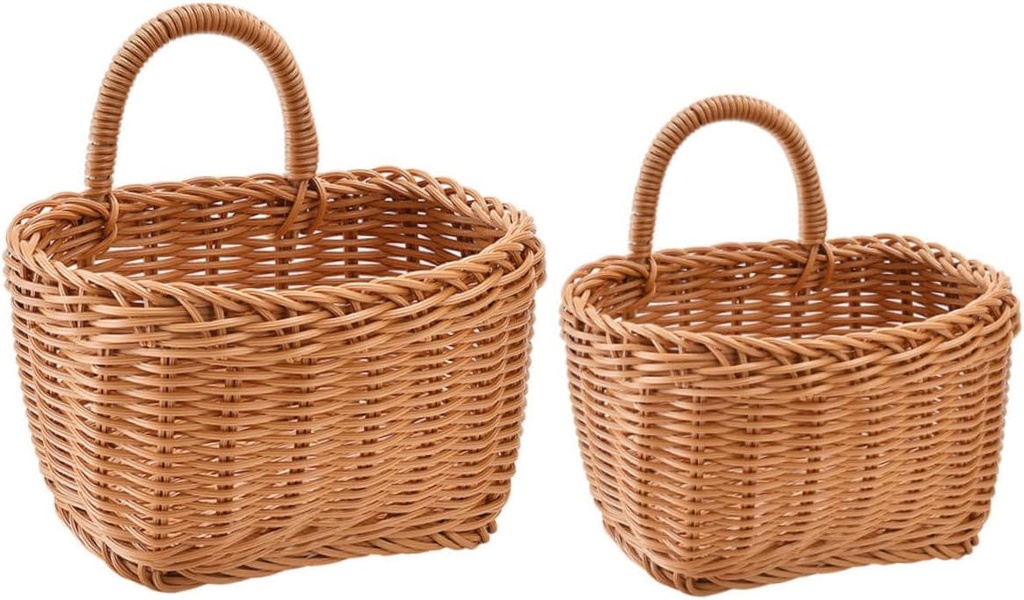Alipis 2pcs Storage Basket Wall Hanging Basket Handle for Garlic Ginger Kitchen Produce Organizer